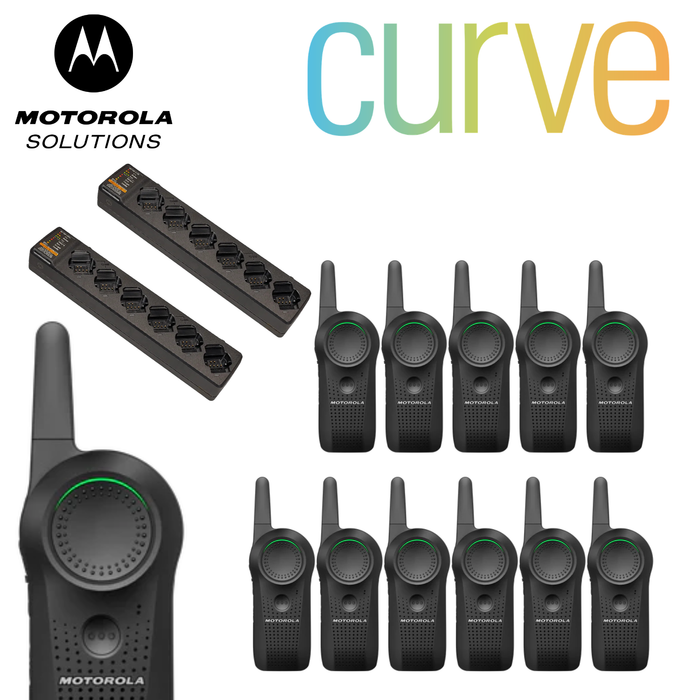 Motorola CURVE Enhanced Digital Radio Device 12 Pack + 2x MOTOROLA 6 BAY CHARGER | *EOFY SALE* FREE EARPIECES!