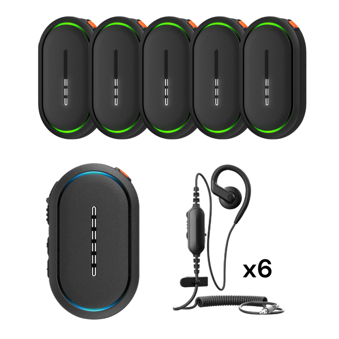 Motorola WAVE TLK 25 6-Pack (WAVE PTX) | Earpieces Included + Optional 6-Bay Charger