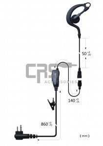 GME Flexi Ear-Hook Earpiece | Two-Pin, 1 Wire  (GME Connector)