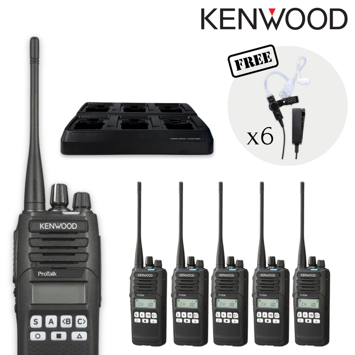 Kenwood TK3710 | 6 Pack + FREE Earpieces/ Speaker Mics