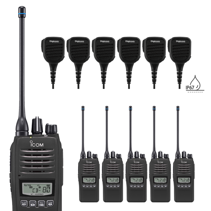 Icom IC-41 Pro 6 Pack | Waterproof Speaker Mics