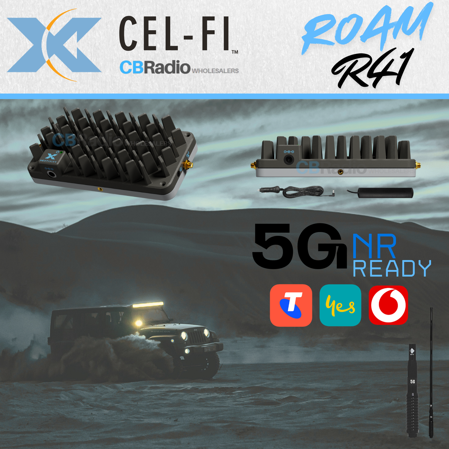 R41 ROAM CEL-FI GO 5G 4G Mobile Cellular Phone Booster with 7.5dBi Ant
