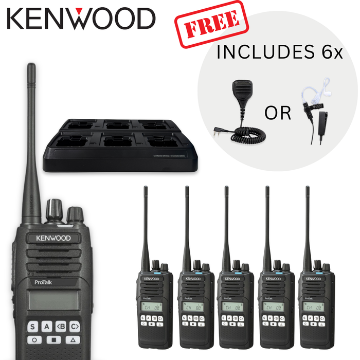 Kenwood TK3710 | 6 Pack + FREE Earpieces/ Speaker Mics
