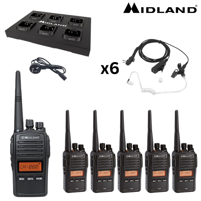 Midland G18 UHF 5 Watt CB Radio 6 Pack - Retail & Security