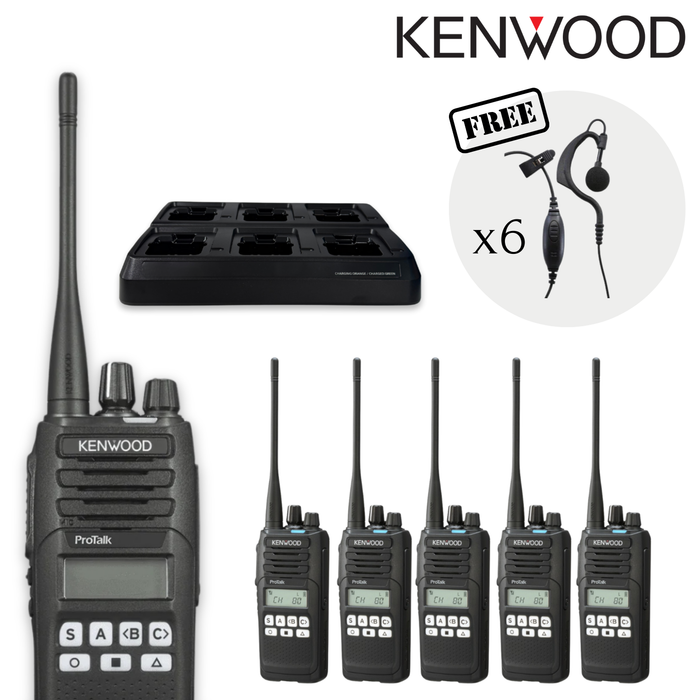 Kenwood TK3710 | 6 Pack + FREE Earpieces/ Speaker Mics
