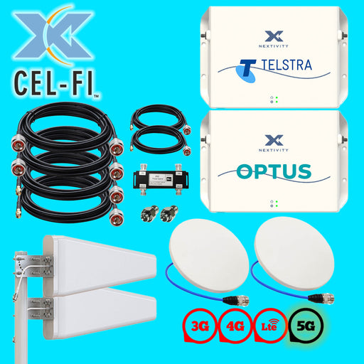 Cel-fi GO G51 Telstra & Optus Building Kit 3G, 4G, 5G - Combined DUAL Stationary Kit