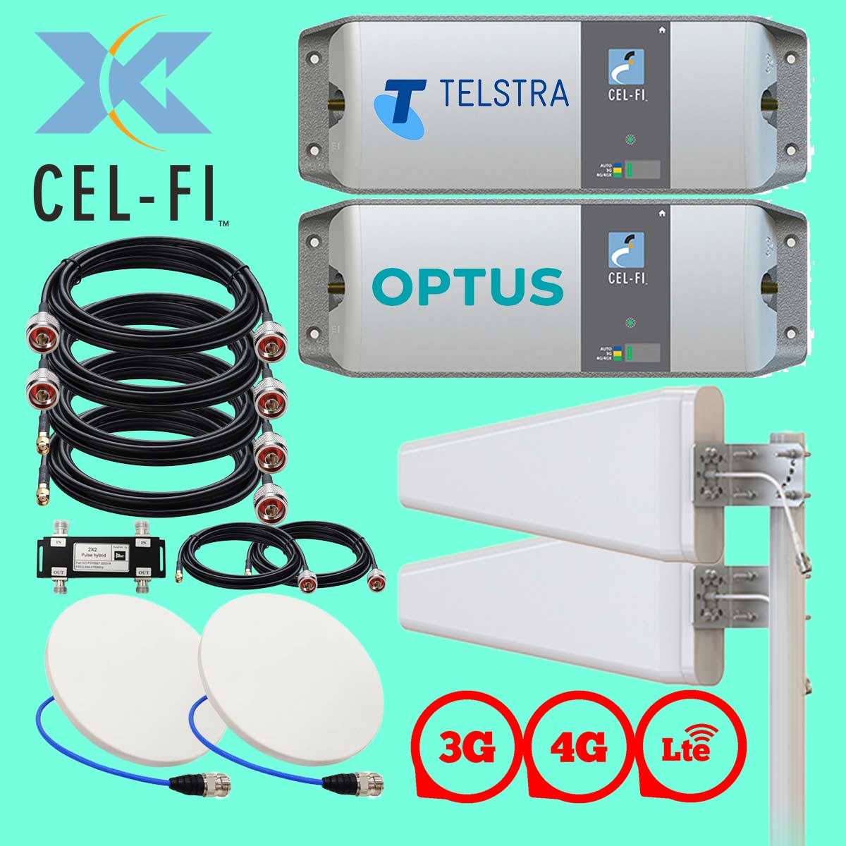 Cel-fi GO31 Telstra Optus Building DUAL Antenna-Room Kit (3G or