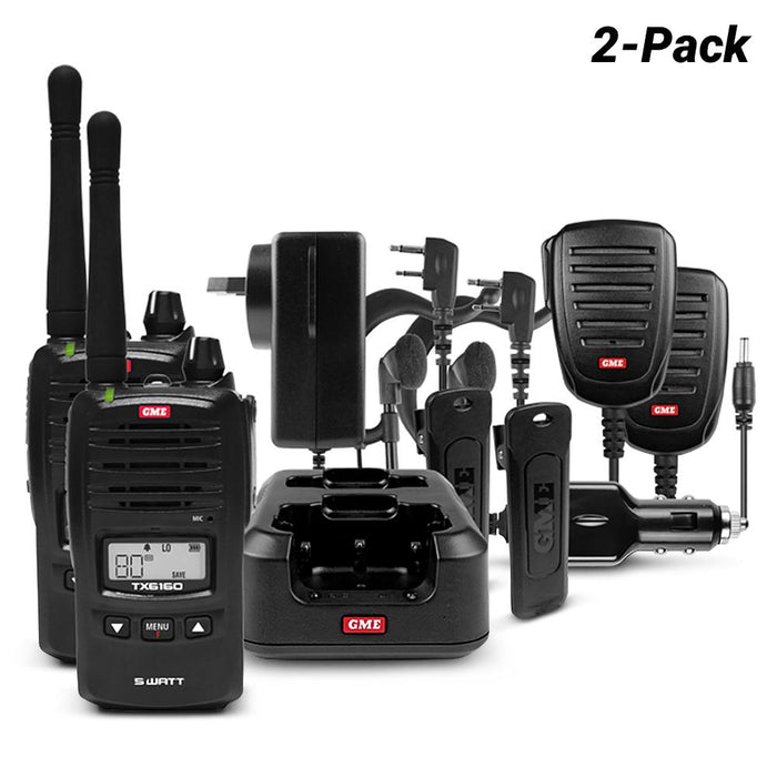 GME TX6160TP 5-1 Watt UHF CB Handheld Radio - Twin Pack