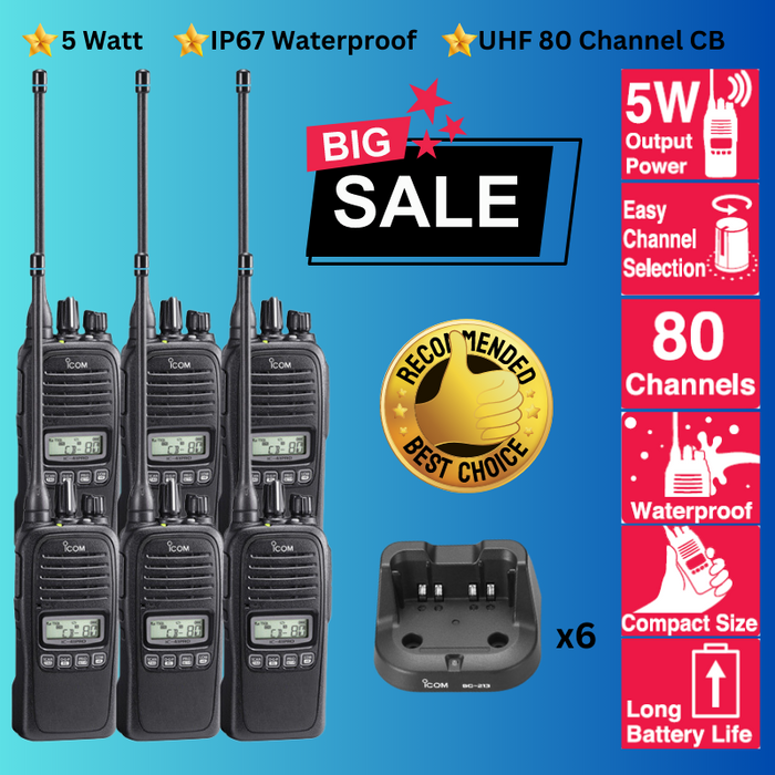 Icom IC-41 Pro UHF CB Portable Handheld Two Way Radio - 6 Pack