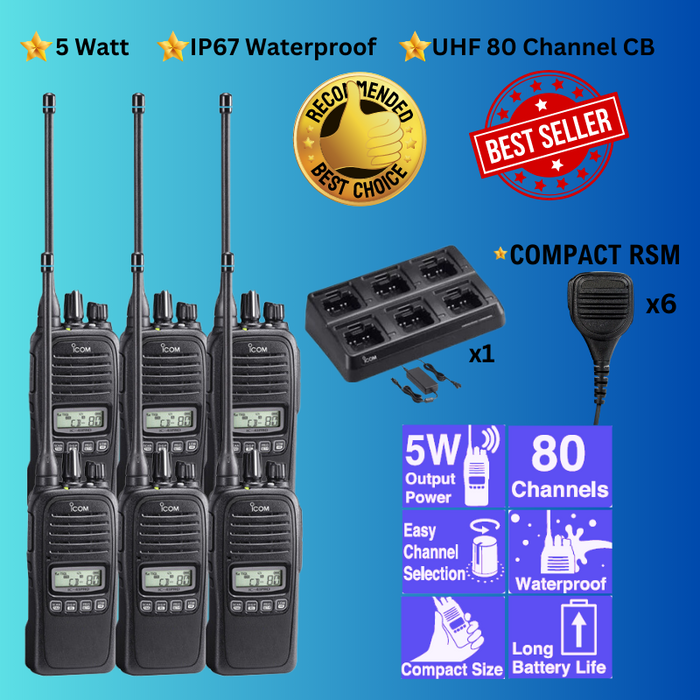 Icom IC-41 Pro UHF CB Portable Handheld Two Way Radio - Tradie Standard 6 Pack