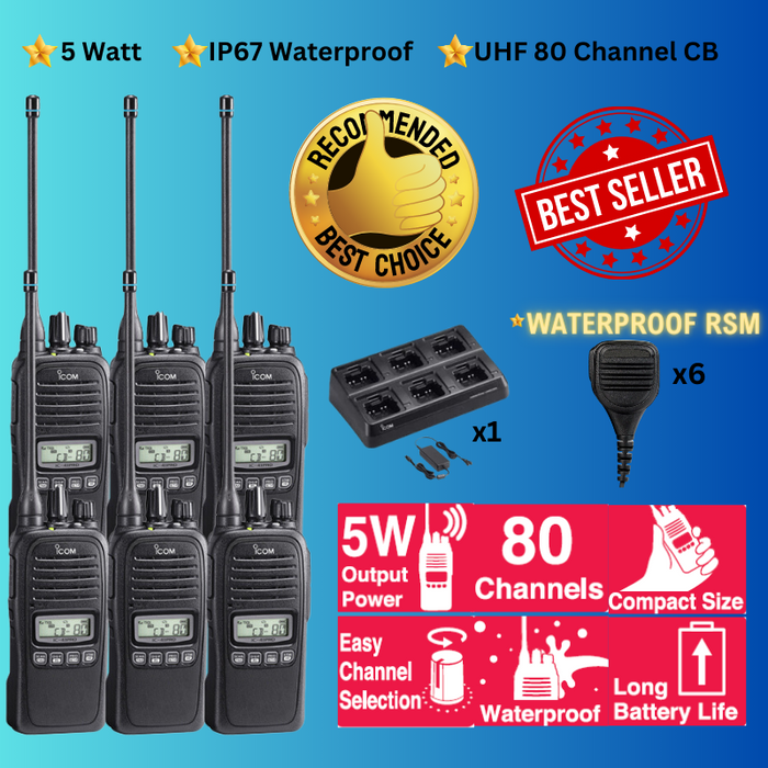 Icom IC-41 Pro UHF CB Portable Handheld Two Way Radio – Tradie 6 Pack