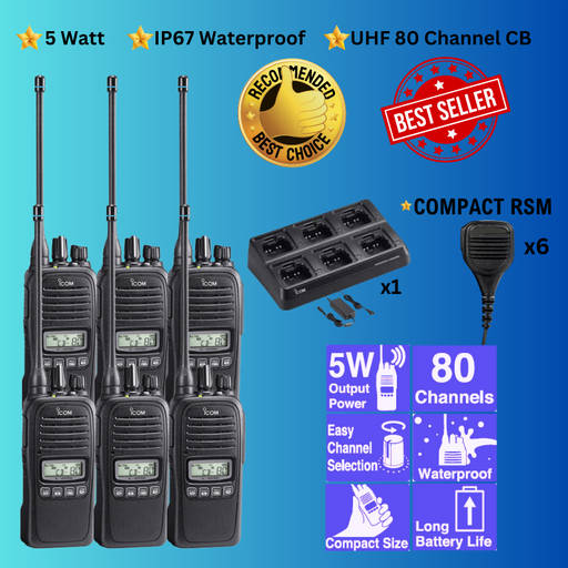 Icom IC-41 Pro UHF CB Portable Handheld Two Way Radio – Tradie Standard 6 Pack
