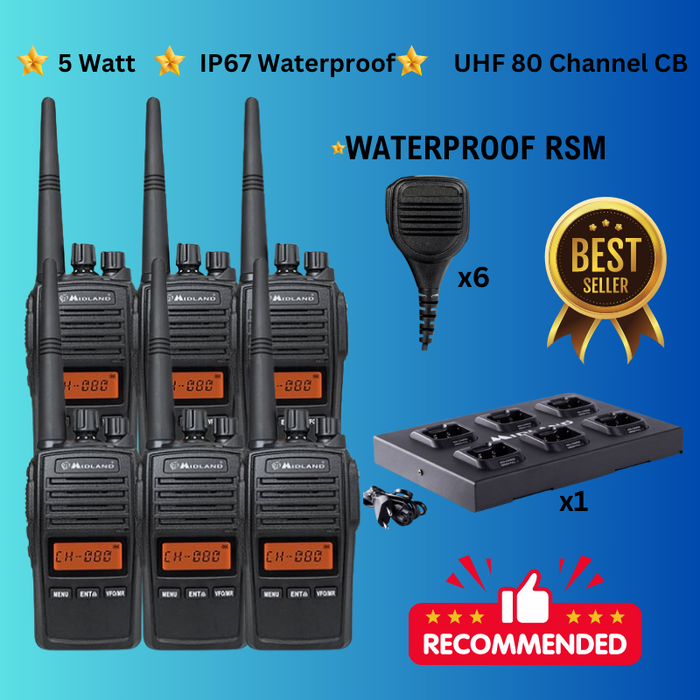 Midland G18 UHF 5 Watt CB Radio 6 Pack - Tradie