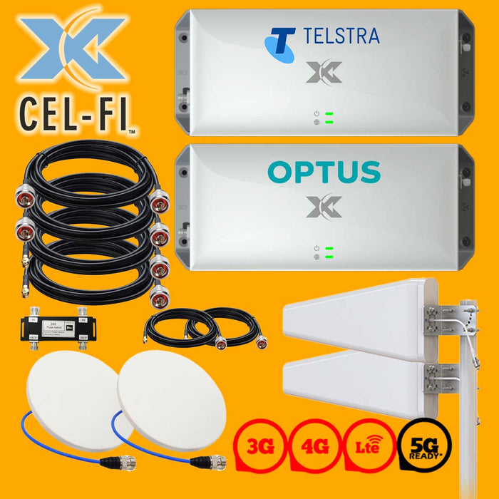 Telstra & Optus Phone Booster DUAL Antenna-Room Kit G41 - 3G, 4G, LTE, 5G ready